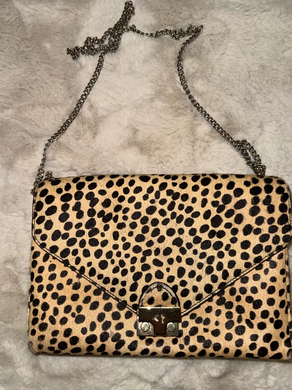 Loeffler Randall Black Leather Shoulder Bag with Speckled Lining